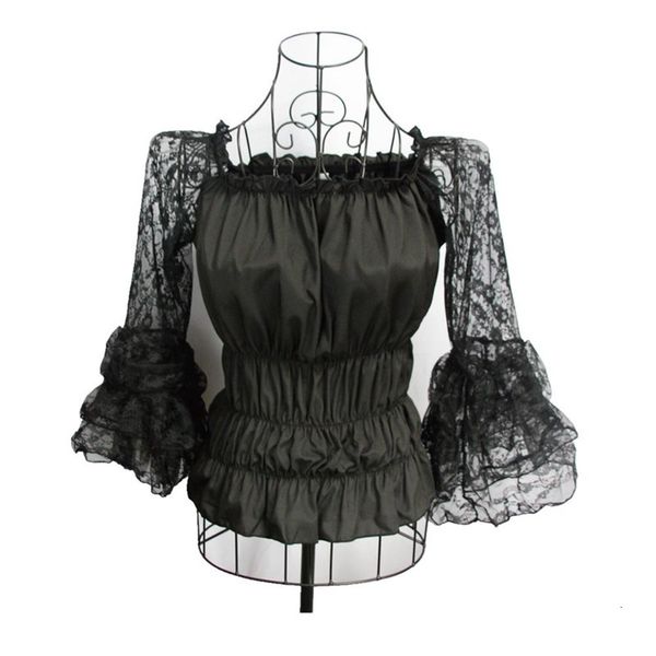 lolita slash women neck elastic puff ruched waist floral lace and mesh tiered ruffle flare sleeves shirt victorian gothic blouse, White
lolita slash women neck elastic puff ruched waist floral lace and mesh tiered ruffle flare sleeves shirt victorian gothic blouse, White