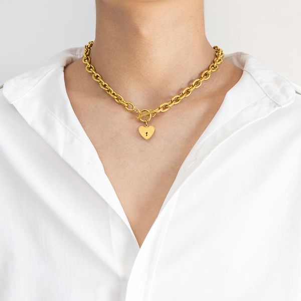 chains trendy thick chain clasp gold color claps necklaces heart pendant for women minimalist choker necklace jewelry, Silver
chains trendy thick chain clasp gold color claps necklaces heart pendant for women minimalist choker necklace jewelry, Silver