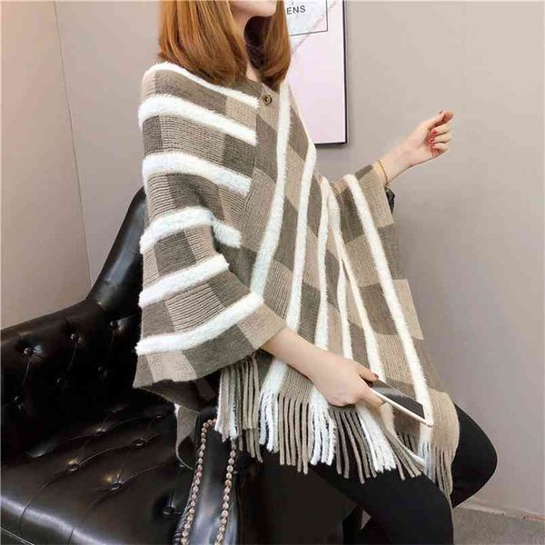 v-neck striped geometric figure sweater poncho female bat-type sleeveless fringed knitted pullover women spring 210427, White;black
v-neck striped geometric figure sweater poncho female bat-type sleeveless fringed knitted pullover women spring 210427, White;black