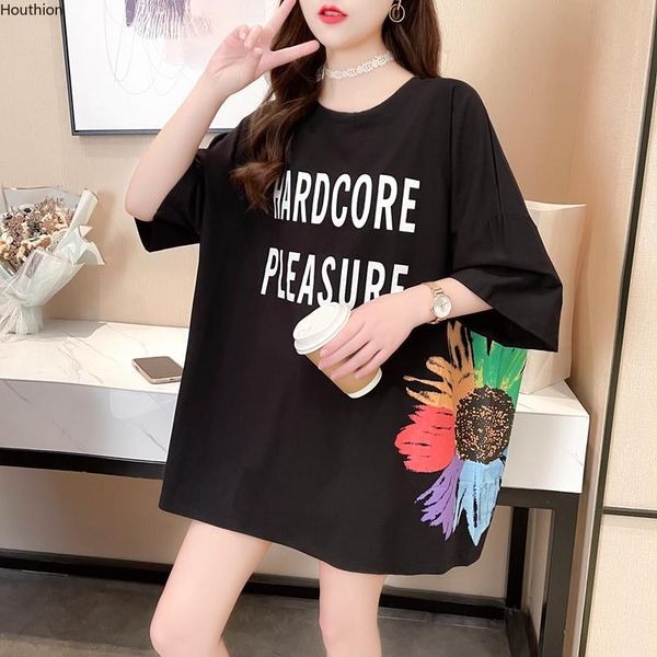 women's t-shirt houthion letter print plus size tshirt loose fashion casual short sleeve korean o-neck t shirt summer, White
women's t-shirt houthion letter print plus size tshirt loose fashion casual short sleeve korean o-neck t shirt summer, White
