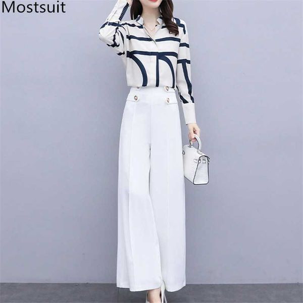 autumn fashion office two piece set outfit striped chiffon shirt + wide leg pants suits elegant ladies clothes 210930, White
autumn fashion office two piece set outfit striped chiffon shirt + wide leg pants suits elegant ladies clothes 210930, White