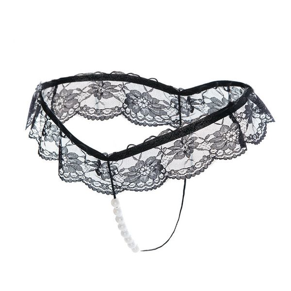 women's transparent open crotch lace underwear perspective pearl massage temptation thong, Black;white
women's transparent open crotch lace underwear perspective pearl massage temptation thong, Black;white