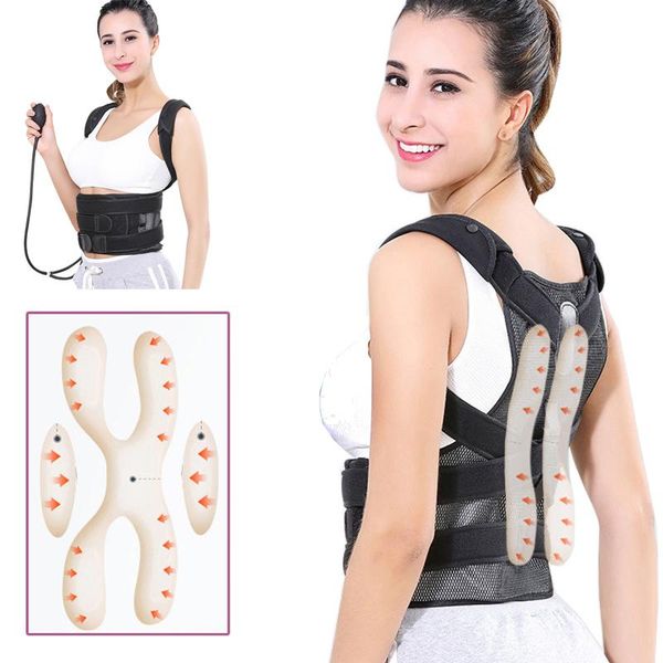 back support inflatable balloon orthosis double pull posture corrector belt orthopedic spine waist shoulder brace health, Black;blue
back support inflatable balloon orthosis double pull posture corrector belt orthopedic spine waist shoulder brace health, Black;blue