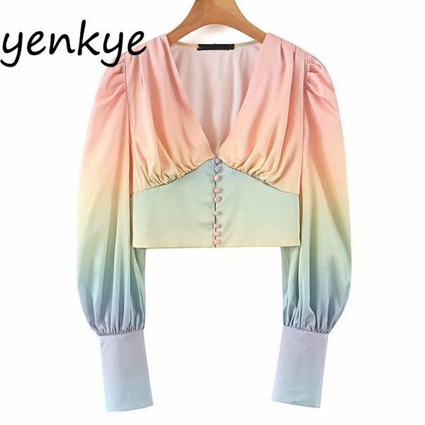 multicolor gradient blouse shirt women lantern sleeve v neck streetwear crop chemise femme summer chiffon blouses blusas, White
multicolor gradient blouse shirt women lantern sleeve v neck streetwear crop chemise femme summer chiffon blouses blusas, White
