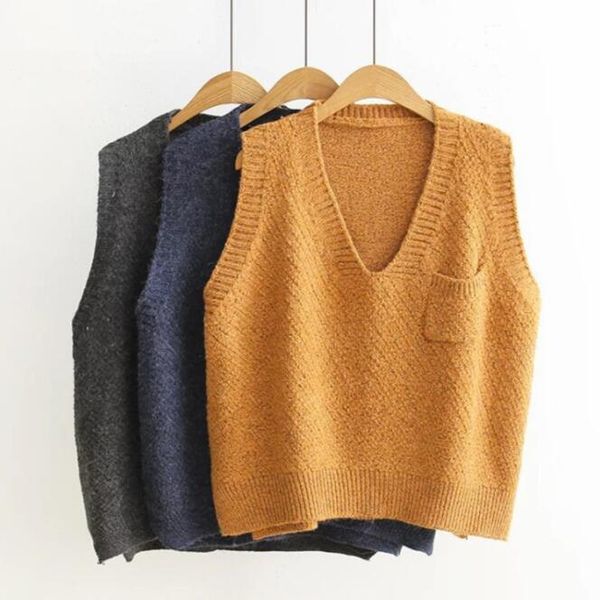 women's sweaters 2021 women loose fashion autumn winter korean v-neck sleeveless pullover sweater solid color pocket temperament vest, White;black
women's sweaters 2021 women loose fashion autumn winter korean v-neck sleeveless pullover sweater solid color pocket temperament vest, White;black