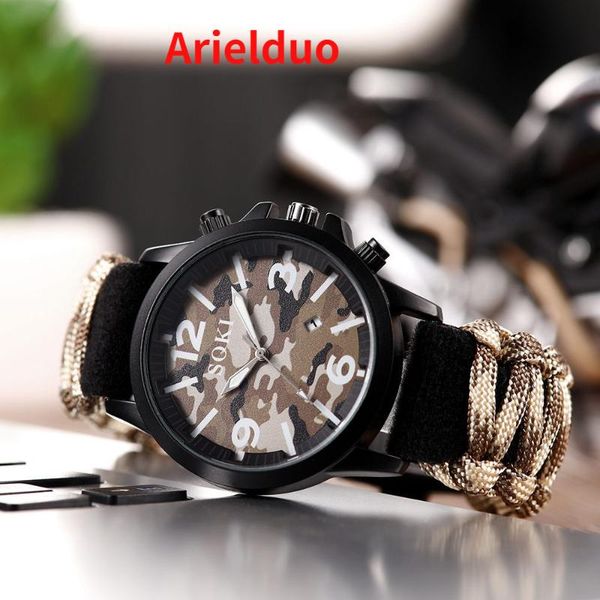 wristwatches men's watch fashion military outdoor mountaineering camouflage umbrella cord braided nylon band, Slivery;brown
wristwatches men's watch fashion military outdoor mountaineering camouflage umbrella cord braided nylon band, Slivery;brown