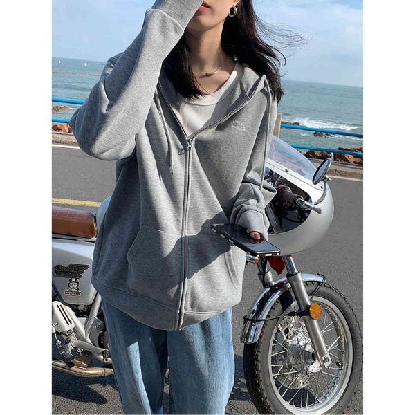 hoodies mjpf hooded printed letter zipper sweater women's autumn versatile korean loose simple grey cardigan coat, Black
hoodies mjpf hooded printed letter zipper sweater women's autumn versatile korean loose simple grey cardigan coat, Black