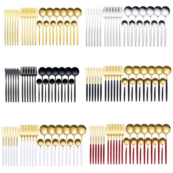 24pcs/set stainless steel black gold cutlery dinner dinnerware set knife fork coffee spoon cutlery set kitchen tableware sets
24pcs/set stainless steel black gold cutlery dinner dinnerware set knife fork coffee spoon cutlery set kitchen tableware sets