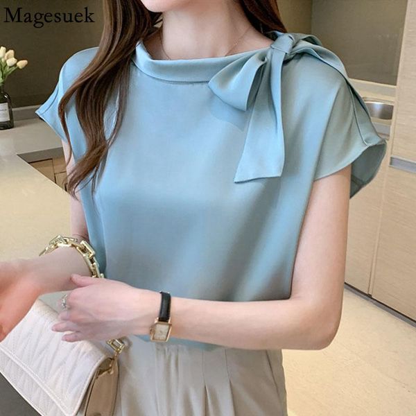women's blouses & shirts silk satin bow 2021 summer short sleeve casual blouse plus size female clothing o neck women blusas 14342, White
women's blouses & shirts silk satin bow 2021 summer short sleeve casual blouse plus size female clothing o neck women blusas 14342, White
