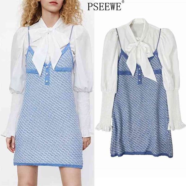 patchwork blue knitted dress women winter fashion warm long sleeve short woman bow white shirt 2 piece set 210519, Black;gray
patchwork blue knitted dress women winter fashion warm long sleeve short woman bow white shirt 2 piece set 210519, Black;gray