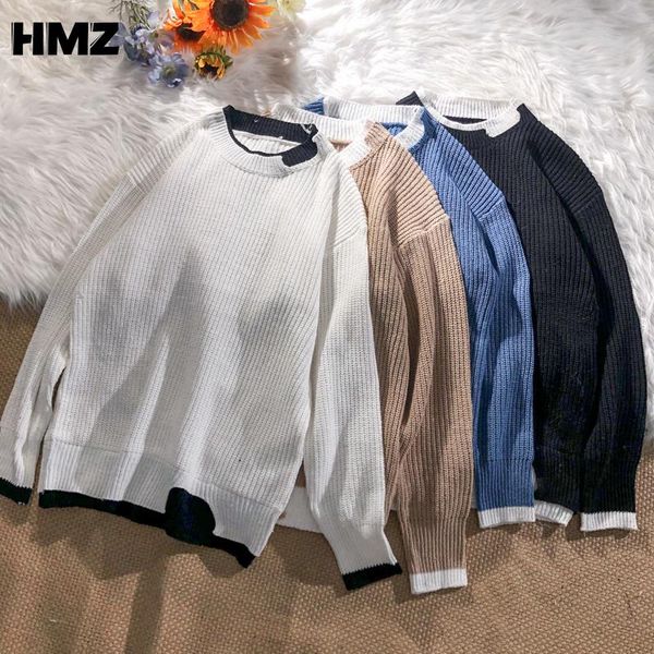 men's sweaters hmz mens loose sweater patchwork harajuku pullover autumn winter men knitted casual fashion pullovers, White;black
men's sweaters hmz mens loose sweater patchwork harajuku pullover autumn winter men knitted casual fashion pullovers, White;black