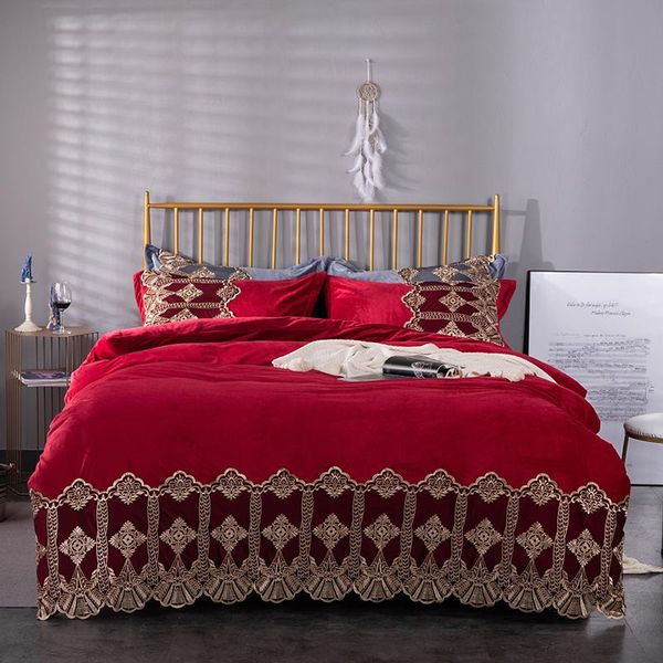 bedding sets red pink blue gray purple winter fleece fabric gold lace set flannel velvet duvet cover bed 4pcs pillowcases sheet/linen
bedding sets red pink blue gray purple winter fleece fabric gold lace set flannel velvet duvet cover bed 4pcs pillowcases sheet/linen