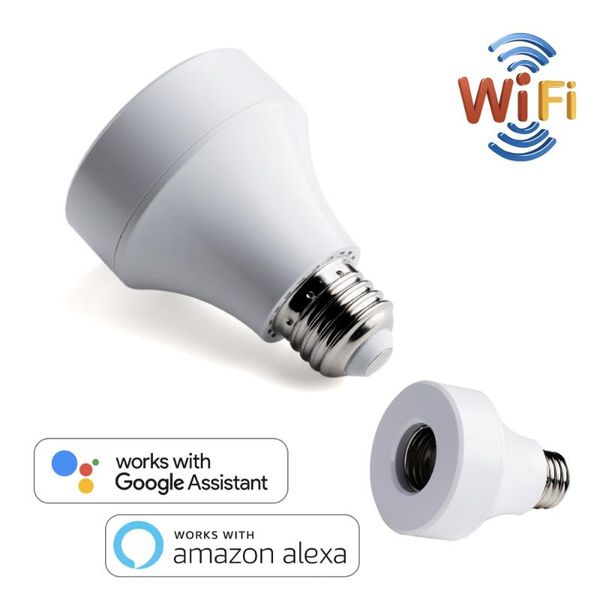 smart power plugs wifi bulb socket e26 wi-fi led light bulbs timer holder wireless lamp adapter works with alexa and google home