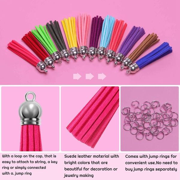 keychains tassels for jewelry making, 50pcs pu leather tassel keychain charms bulk with jump rings making, Silver
keychains tassels for jewelry making, 50pcs pu leather tassel keychain charms bulk with jump rings making, Silver