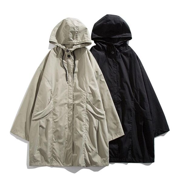 men's trench coats spring autumn medium long men grey green black hooded jackets casual all match loose -2xl zipper outerwear 2021, Tan;black
men's trench coats spring autumn medium long men grey green black hooded jackets casual all match loose -2xl zipper outerwear 2021, Tan;black