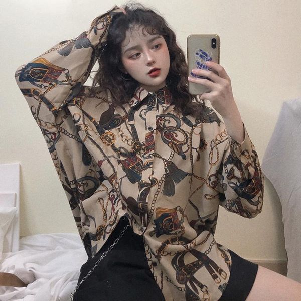 women's blouses & shirts vintage style spring clothing korean harajuku print bf oversize chic fashion hipster woman, White
women's blouses & shirts vintage style spring clothing korean harajuku print bf oversize chic fashion hipster woman, White