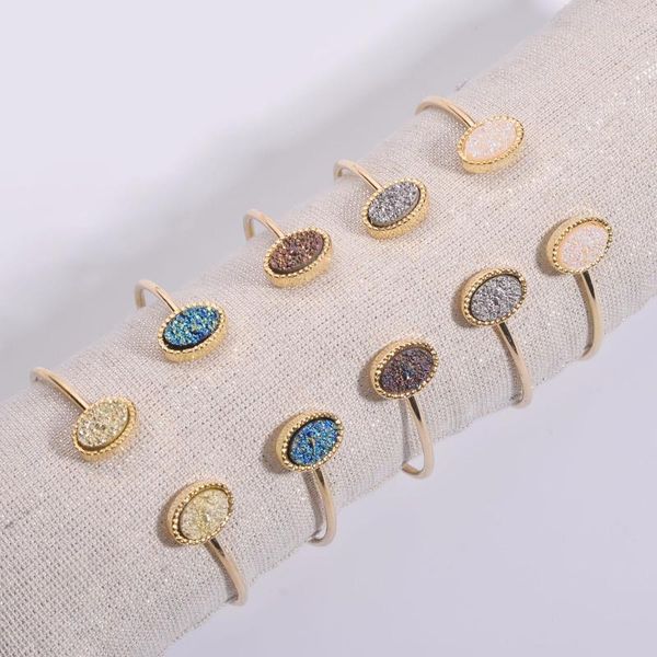 colors resin drusy bangle bracelet oval imitation crystal stone druzy bracelets gold color brand jewelry for women, Black
colors resin drusy bangle bracelet oval imitation crystal stone druzy bracelets gold color brand jewelry for women, Black
