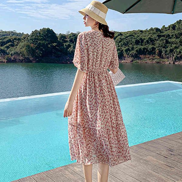 dresses summer korean chiffon floral print high elastic waist vestidos office vintage es women short sleeve beach, Black;gray
dresses summer korean chiffon floral print high elastic waist vestidos office vintage es women short sleeve beach, Black;gray
