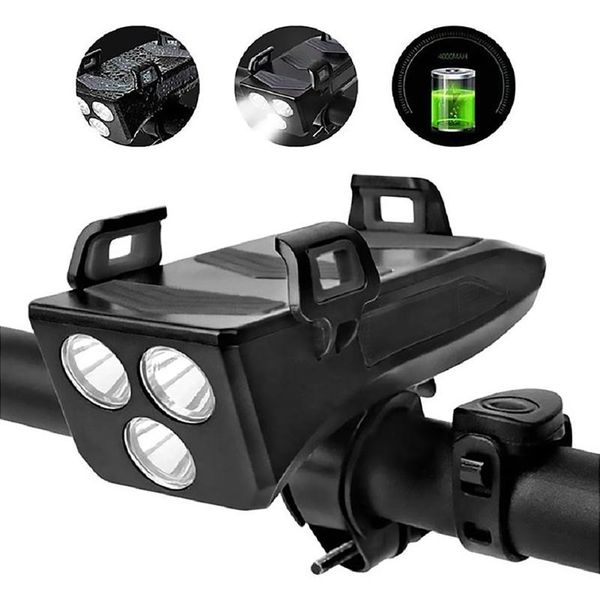 multi-function 4 in 1 400lm led bicycle front light 4000mah power bank usb rechargeable phone holder bike horn riding lights
multi-function 4 in 1 400lm led bicycle front light 4000mah power bank usb rechargeable phone holder bike horn riding lights