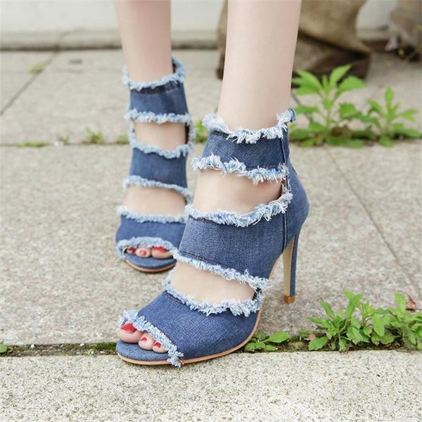 sandals women ankle strap heeled summer shoes woman cowboy fabric thin heels for open toe party dress sandal, Black 
sandals women ankle strap heeled summer shoes woman cowboy fabric thin heels for open toe party dress sandal, Black