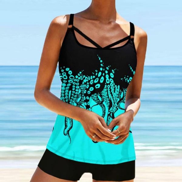 women's swimwear women blue printed swimsuit set strap cross back 2021 summer plus size female beach bathing suit two pieces, White;black
women's swimwear women blue printed swimsuit set strap cross back 2021 summer plus size female beach bathing suit two pieces, White;black