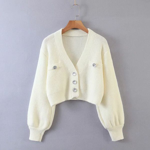 women french fashion temperament exquisite buttons sweater female v-neck long sleeve short cardigan 210520, White;black
women french fashion temperament exquisite buttons sweater female v-neck long sleeve short cardigan 210520, White;black