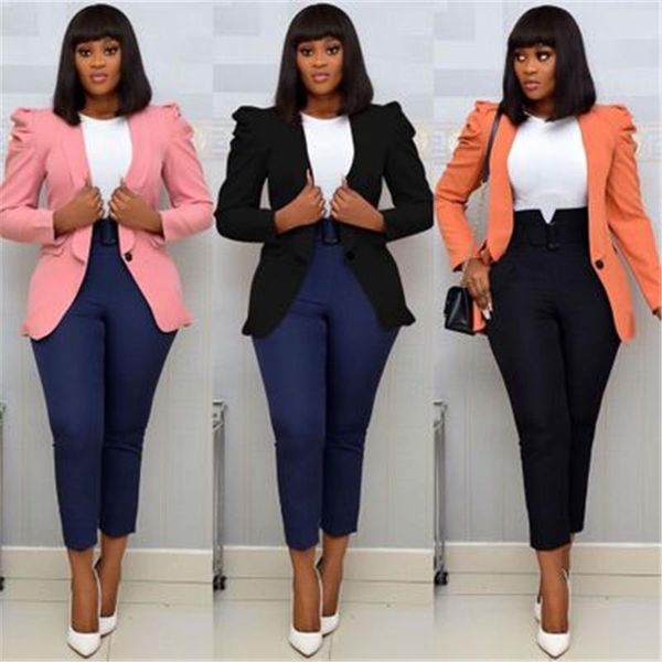 womens solid color suit jackets fashion trend long sleeve lapel elasticity blazers designer female spring cardigan button casual slim coats, White;black
womens solid color suit jackets fashion trend long sleeve lapel elasticity blazers designer female spring cardigan button casual slim coats, White;black