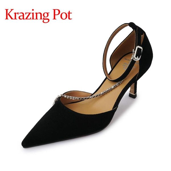 krazing pot sheep suede pointed toe high heels metal fasteners diamond shiny dance party shallow buckle straps women pumps l6b dress shoes, Black
krazing pot sheep suede pointed toe high heels metal fasteners diamond shiny dance party shallow buckle straps women pumps l6b dress shoes, Black