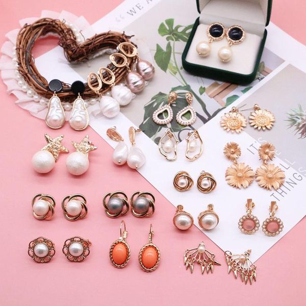 stud earring elegant drop-pearl alloy without pierced multi-style gift personality modern female, Golden;silver
stud earring elegant drop-pearl alloy without pierced multi-style gift personality modern female, Golden;silver