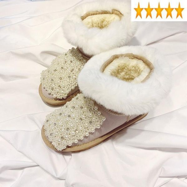 boots leather manual genuine pearls beading womens snow flat with natural cowhide ankle boot slip-on warm furry cotton shoes, Black
boots leather manual genuine pearls beading womens snow flat with natural cowhide ankle boot slip-on warm furry cotton shoes, Black