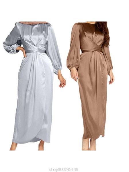 ethnic clothing muslim satin long sleeve maxi dress solid color wrap front self-tie abaya dubai turkey hijab robe kaftan n05 20 drop, Red
ethnic clothing muslim satin long sleeve maxi dress solid color wrap front self-tie abaya dubai turkey hijab robe kaftan n05 20 drop, Red