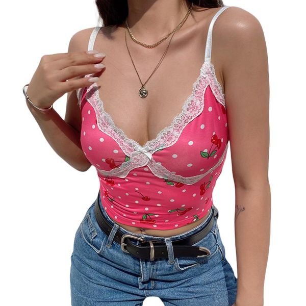 women's tanks & camis 2021 spaghetti strap cherry print v neck crop sleeveless lace trim camisole female casual summer tank, White
women's tanks & camis 2021 spaghetti strap cherry print v neck crop sleeveless lace trim camisole female casual summer tank, White