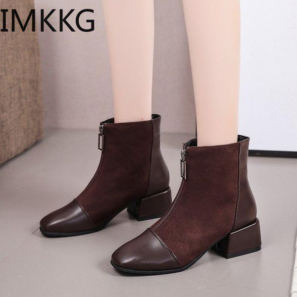 boots 2021 stitching color matching fashion square toe comfortable mid heels winter ankle short, Black
boots 2021 stitching color matching fashion square toe comfortable mid heels winter ankle short, Black
