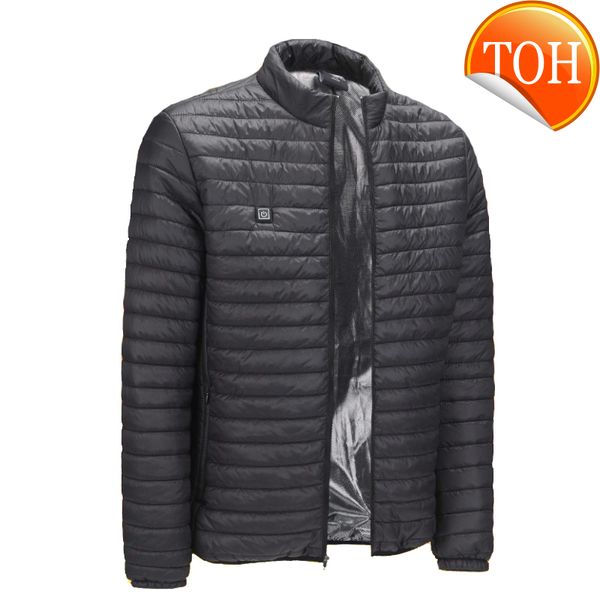 2019 new infrared usb heated jacket hunting down heating winter clothes men thermal outdoor electric vest hiking climbing, Black