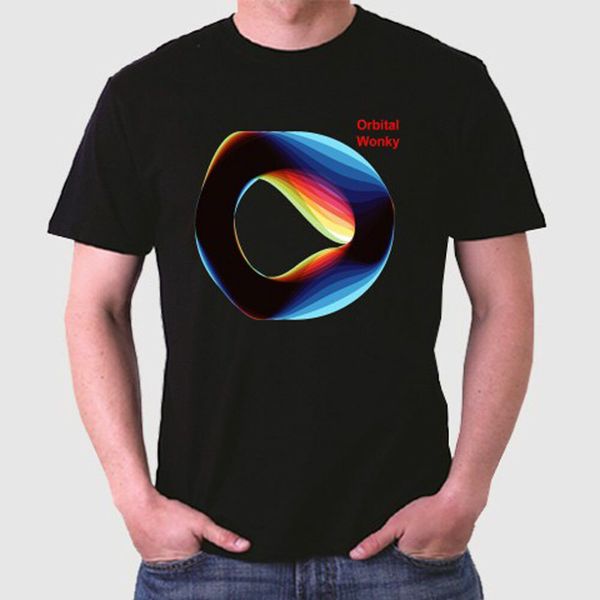 Orbital Wonky Logo Men's Black T-Shirt Size S to 3XL, White;black 
Orbital Wonky Logo Men's Black T-Shirt Size S to 3XL, White;black