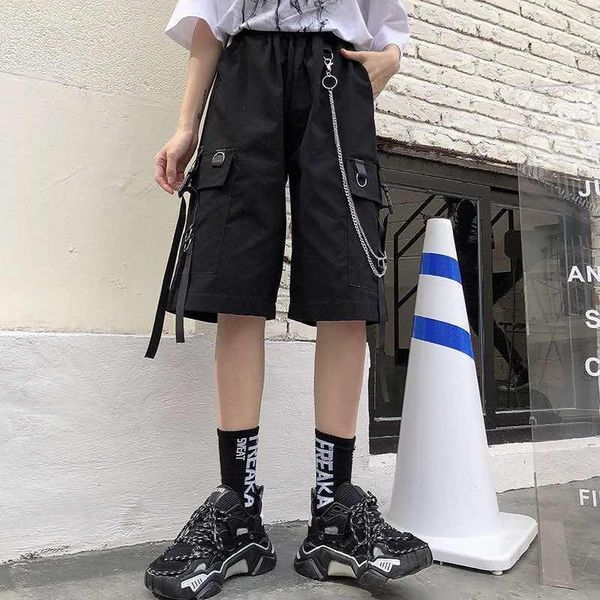 women's shorts 2021 women side-pocket solid chain elastic waist loose plus size summer harajuku streetwear hip hop, White;black
women's shorts 2021 women side-pocket solid chain elastic waist loose plus size summer harajuku streetwear hip hop, White;black