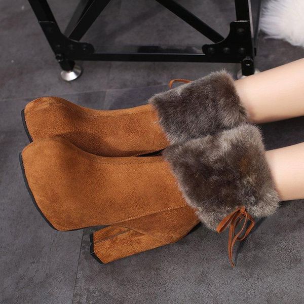 boots thick heeled high-heeled short winter women's shoes thick-soled waterproof table plus suede, Black
boots thick heeled high-heeled short winter women's shoes thick-soled waterproof table plus suede, Black