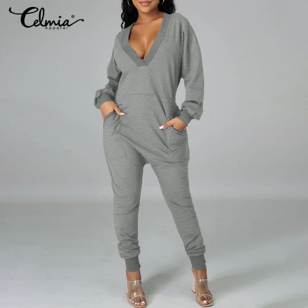 autumn long sleeve rompers womens knitted fashion jumpsuit 2021 celmia v-neck casual solid harem pants plus size overalls, Black;white
autumn long sleeve rompers womens knitted fashion jumpsuit 2021 celmia v-neck casual solid harem pants plus size overalls, Black;white
