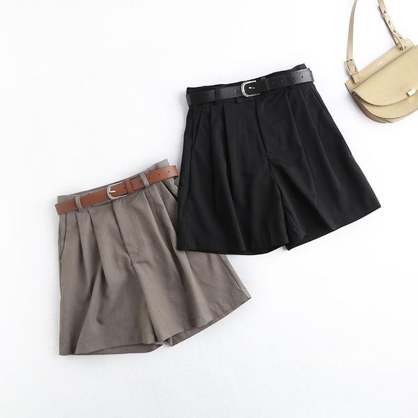 women's shorts korean style suit women 2021 summer fashion temperament high waist wild straight leg with belt for, White;black
women's shorts korean style suit women 2021 summer fashion temperament high waist wild straight leg with belt for, White;black