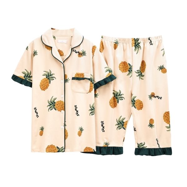 summer cute pineapple print pajamas women 2 pieces cotton comfort girl loose sleepwear short sleeve pants lounge p05901w 210421, Black;red
summer cute pineapple print pajamas women 2 pieces cotton comfort girl loose sleepwear short sleeve pants lounge p05901w 210421, Black;red