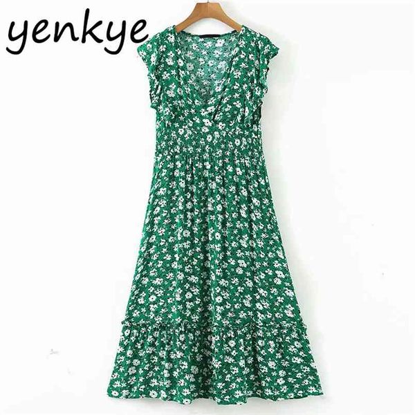 green floral print boho dress women v neck butterfly sleeve summer female elastic waist slim a-line midi robe 210514, Black;gray
green floral print boho dress women v neck butterfly sleeve summer female elastic waist slim a-line midi robe 210514, Black;gray