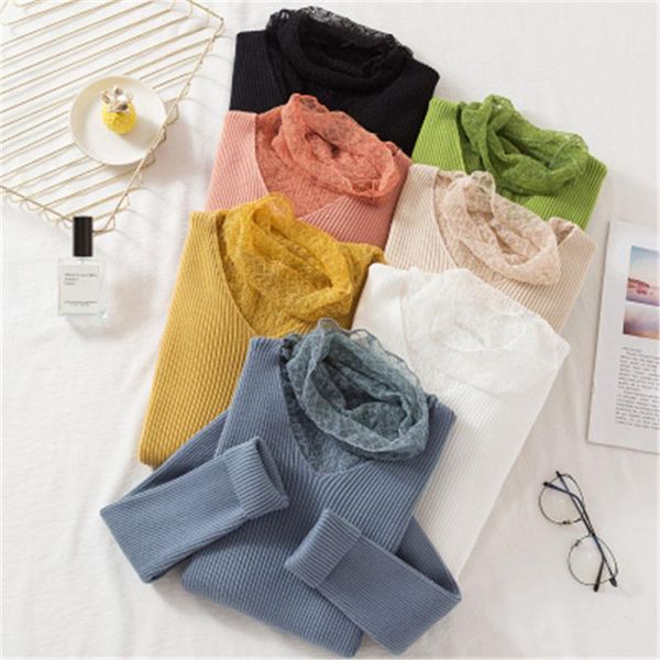women's sweaters women pullover knitted jumper long sleeve turtleneck lace sweater autumn winter girls female ladies basic pull femme, White;black
women's sweaters women pullover knitted jumper long sleeve turtleneck lace sweater autumn winter girls female ladies basic pull femme, White;black