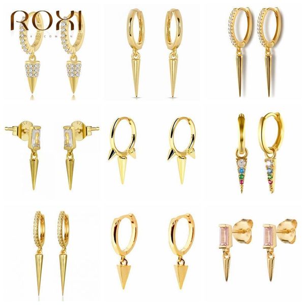 hoop & huggie roxi fashion geometry rivets earrings for women girls punk jewelry cz 925 sterling silver pendientes mujer, Golden;silver
hoop & huggie roxi fashion geometry rivets earrings for women girls punk jewelry cz 925 sterling silver pendientes mujer, Golden;silver