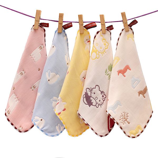 six layer absorbent square infant gauze saliva 25 * 25 pure cotton jacquard baby towel, Blue;white
six layer absorbent square infant gauze saliva 25 * 25 pure cotton jacquard baby towel, Blue;white