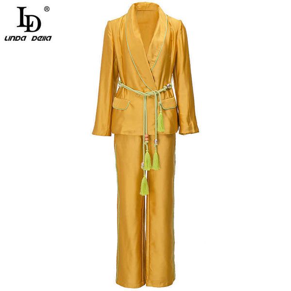 ld linda della fashion women autumn winter designer 2 two piece set long sleeve blazer and pants office lady suits 210930, White
ld linda della fashion women autumn winter designer 2 two piece set long sleeve blazer and pants office lady suits 210930, White