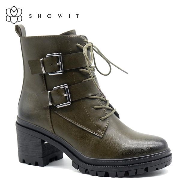 boots showit winter women thick high horseshoe heel zipper buckle strap lace up pu lining waterproof, Black
boots showit winter women thick high horseshoe heel zipper buckle strap lace up pu lining waterproof, Black