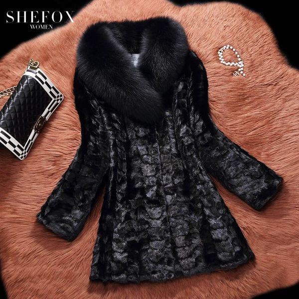 women's fur & faux 2021 winter clothing natural real collar mink long coat pieces, Black
women's fur & faux 2021 winter clothing natural real collar mink long coat pieces, Black