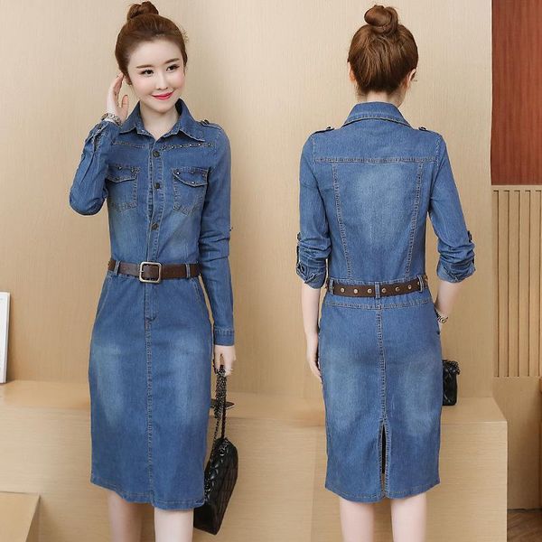 casual dresses autumn style women vestidos plus size fashion turn-down collar solid belt slim jeans dress for denim one-piece, Black;gray
casual dresses autumn style women vestidos plus size fashion turn-down collar solid belt slim jeans dress for denim one-piece, Black;gray