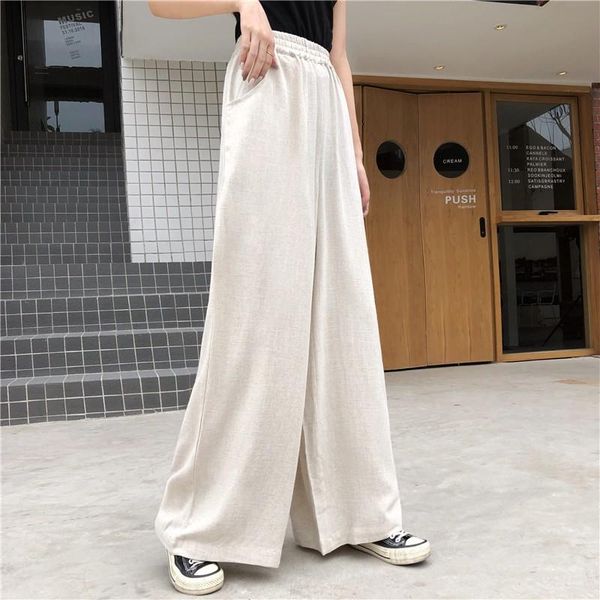 women's pants & capris 2021 real s cotton and linen wide-leg summer wild loose thin straight mopping, Black;white
women's pants & capris 2021 real s cotton and linen wide-leg summer wild loose thin straight mopping, Black;white