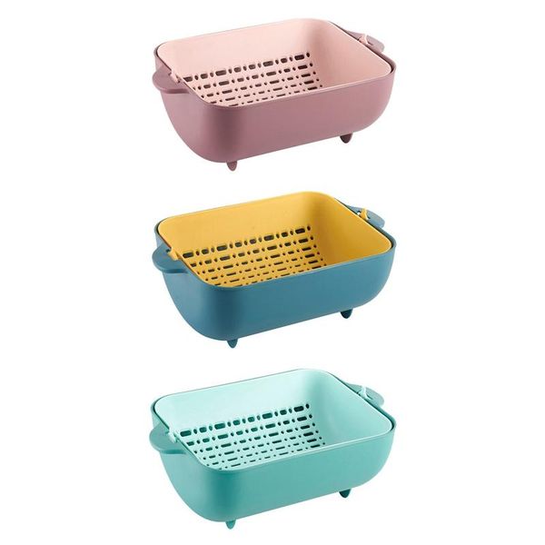 kitchen strainer, double-layer separation design colander, rotatable drain basin and basket for fruit vegetable storage baskets 
kitchen strainer, double-layer separation design colander, rotatable drain basin and basket for fruit vegetable storage baskets